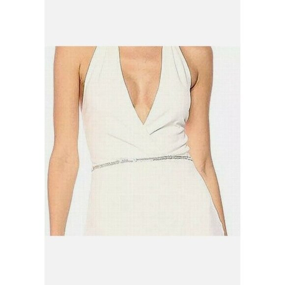 Halston Heritage Women's Size 4 Dress White Ivory Sheath Low Cut Halter $178 NEW - Picture 3 of 10
